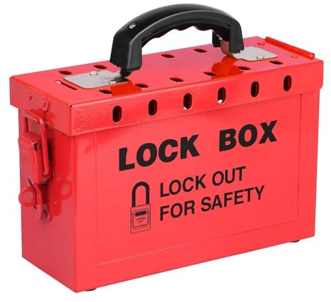 Lockout Tagout Box, Tragbare Gruppenschloss-Box mit 12 Steckplätzen, Robuste Gruppen Lockout Tagout Station für Gruppen Lockout Haspen, Lockout Tags, Sicherungsautomaten