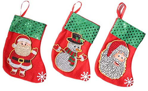 3 Stück Diamantmalerei Weihnachtsstrümpfe DIY Weihnachtsbaum hängende Dekoration Anhänger Süßigkeiten Tüten Handwerk Weihnachtssocken Geschenke