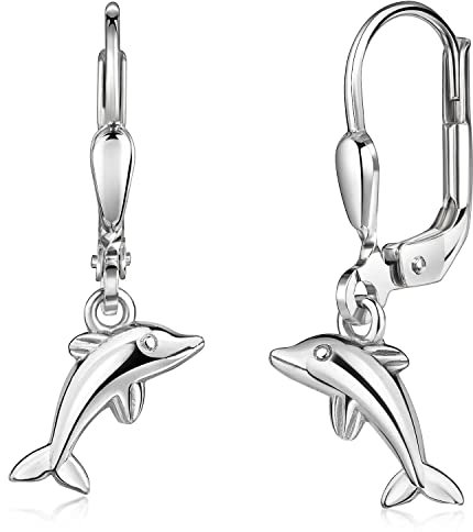 MATERIA by Matthias Wagner Ohrhänger Mädchen Delphin Silber 925 - Brisuren Ohrringe Kinder SO-489