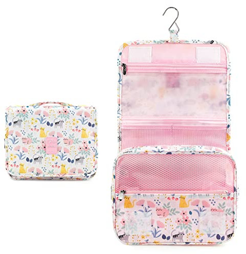 Kulturtasche zum Aufhängen für Damen, Lychii Reise Kulturtasche Wasserdicht Waschtasche Organizer für Koffer & Handgepäck - Cat