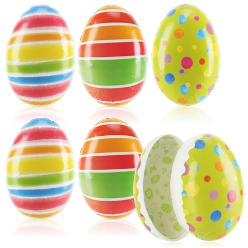 com-four® 6X Osterei zum Befüllen - Bunte Fülleier für Ostern - Ostereier mit vielen bunten Punkten zum Verschenken