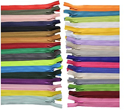 Cerniera Lampo,32 PCS Cerniere Invisibili Cerniera Colorata Cerniere a Spirale in Nylon Chiusure Lampo Cerniere in Metallo Cerniere da Cucito per Abiti su Misura Cucito Artigianale Merceria