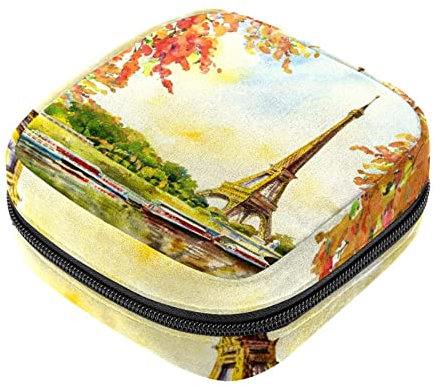 Damenbinden Aufbewahrungstasche, Frankreich Eiffelturm Romantisch The Seine River View Menstruationstasse Tasche, tragbare Damenbinden Aufbewahrungstaschen Feminine Menstruation Erste Periode Tasche