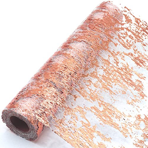 YUNSHANGHE 28 cm × 10 m Tischläufer, Glänzend Rosegold Tischdecken, Polyester Tischband mit Beschicht Goldfolie für Hochzeit Party Geburtstag Weihnachten Ostern