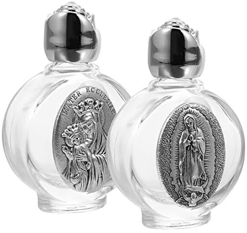 Zerodeko 2 Stück Glas Weihwasserflasche Rose Twists Kappe Nachfüllbar Weihwasser Leere Behälter Katholische Religiöse Behälter Winzige Gläser Für Christliche Taufe Party
