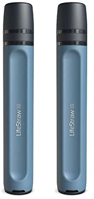 LifeStraw Peak Series - Personal Water Filter Straw for Backup Filtration, Emergency, Survival, and Ultralight Hydration, Mountain Blue, 2 Pack