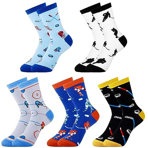 Belloxis Youth Hockey Socks for Boys 8-12 Kids Hockey Gear Cotton Crew Socks Hockey Gifts Sports Wax Compatible Athletic Socks Equipment Brother Friend Gift