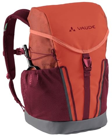 VAUDE Kinderrucksack Jungen & Mädchen Puck 10 Liter in rosa, komfortabler Wanderrucksack Kinder, Wetterfester Schulrucksack mit Regenhülle & Lupe, viel Stauraum