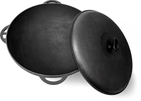 Dutch Oven Topf mit Deckel Syton 18 Quarts (17 L) - Camping Dutch Oven - Gusseisen Kochgeschirr Set - Usbekisches Kasan Gusseisen - Premium Camping Kochgeschirr