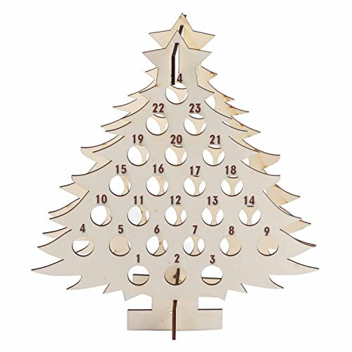 Weihnachts-Adventskalender-Countdown, 24 Mini-Weinhalter aus Holz mit Weihnachtsbaum, Weihnachts-Countdown-Weinregal, Wein-Adventskalender für Erwachsene, Weinflaschenständer, Dekoration,(#1)