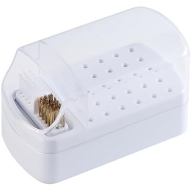 Fcozpjk 2 in 1 Nail Drill Bit Holder and Nail Drill Bits Cleaner Brush Case, 30 Holes Nail Drill Bits Organizer Display Stand Container Box, Manicure Drill Cleaning Brush, Professional Nail Tools