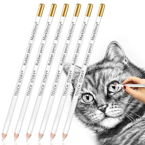 KWJEIULSOQ Radiergummi Stift Set, Radierer Stift Zeichnen Radierstift Stift Radieren, Radierer in Stiftform Radiergummi zum Zeichnen Radierer Detail Radierstift für Künstler Skizzieren Malerei (6 × A)