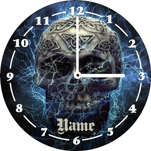 Print Equipment (50.01) Glasuhr Wanduhr - mystischer Skull Totenkopf Schädel - Ø 29 cm - gern auch inkl. Name