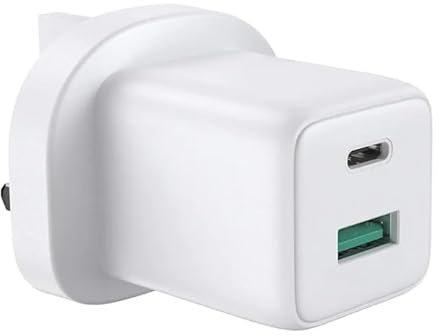 Galaxy S25/S25 Plus/S25 Ultra/S24/S24 Plus/S24 Ultra Charger Plug [20W] Dual Port USB C Charger Plug USB & Type C PD Charger Super Fast Charging Adapter UK 3 Pin Mains Wall For Samsung Galaxy S24 fe