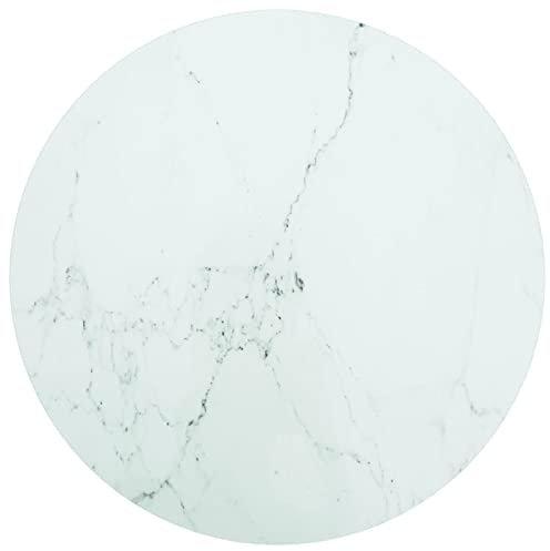 Mengtu Tischplatte Ersatztischplatte Marmorplatte Schreibtischplatte Glasplatte Tischplatte Ersatztei für Esstisch Couchtisch Gartentisch Weiß Ø60x0,8 cm Marmordesign Gartenmöbel