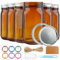CARBLIN 6 Pack Mason Jars 32 oz, Amber Wide Mouth Canning Jars with Airtight Lids, Glass Pint Jars with Bands Labels Brush, Large Storage Quart Jars for Jam Fermenting Preserving