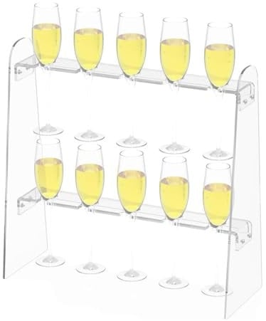 jlceh Champagne Flute Holder - 2 Layer Acrylic Transparent Glass Holder | Decorative Easy Assembly Wine Glass Display Stand with 10 Slots for, Graduate