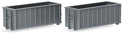 herpa 053884-002 Zubehör Abrollmulden gerippt, grau (2 Stück) im Maßstab 1:87, Miniatur Modell, Kunststoff Miniaturmodell, weiß