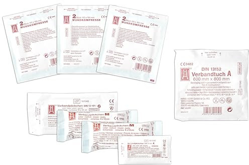 Austauschset Sterilteile für KFZ Auto-Verbandkasten nach aktueller DIN/EN 13164