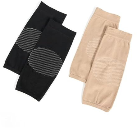 EOYVAIL Rodilleras,Rodilleras ortopédicas elásticas, rodilleras, rodilleras, correas de compresión elásticas antideslizantes para rodillas (2 pares, negro/piel)
