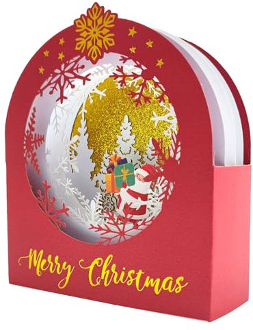 scicent Lustige Weihnachtskarten Pop-Up Karte Weihnachten Rot 3D Weihnachtskarte mit Tieren für Mädchen oder Jungen Weihnachtsmann Karte für Frauen mit Umschlag - 20937