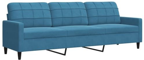 vidaXL Sofa 3-Sitzer, Polstersofa für Wohnzimmer, Couch Loungesofa Metallgestell, Dreisitzer Samtsofa Sitzmöbel, Modern, Blau 210cm Samt