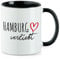 Huuraa Kaffeetasse Hamburg verliebt Geschenk 330ml Schwarz Hamburg Präsent