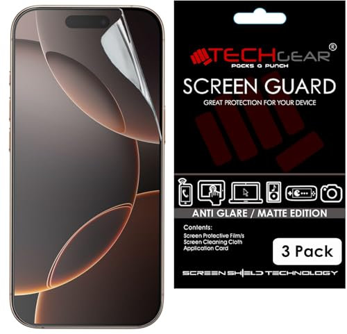 TECHGEAR [3 Pack Matte Screen Protectors for iPhone 16 Pro Max - ANTI GLARE/MATTE Screen Protectors With Cleaning Cloth & Application Card Compatible with iPhone 16 Pro Max 6.9
