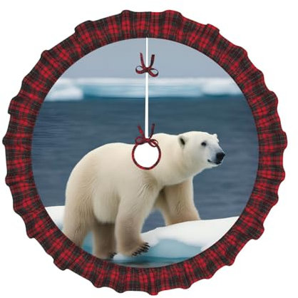 Decorazione per albero di Natale con stampa a orso polare, decorazione per la base dell'albero di Natale per le vacanze.