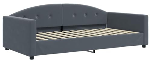 vidaXL Tagesbett, Gästebett ohne Matratze, Bettsofa Schlafsofa für Schlafzimmer Wohnzimmer, Bettgestell Lattenrost Sofa, Modern, Dunkelgrau 100x200cm Samt