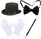 4pcs / ensemble Magicien Costume Kit de magicien d'Halloween avec chapeau haut, baguette, gants et nœud papillon Costume de magicien adulte pour les fêtes de costumes, cosplay et événements sur le th