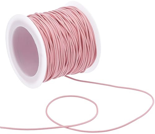 SUNNYCLUE 22 iarda/20 m Bobina di Cordoncino In Pelle Pizzo In Pelle Tondo Sfuso 1mm Rosa Vera Pelle Bovina Perline Cinturino Spago Corda Corda per Gioielli Creazione Braccialetti Collane Intrecci Fai