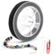 Deepton Filo cerato per bracciali, 0,4 mm x 100 m, filo per perline con forbici, uncinetto e ago, filo per bracciali, creazione di gioielli, fai da te (nero)