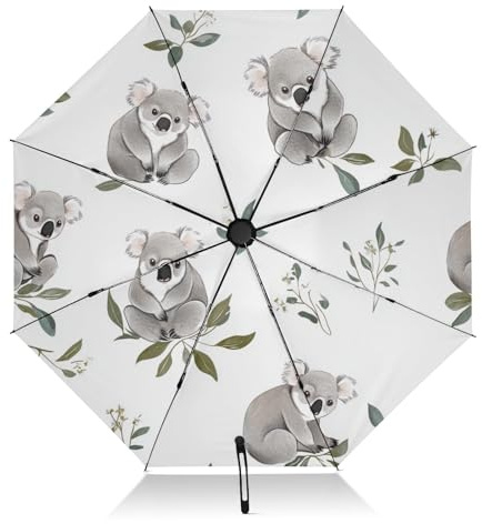 Lustiger Koala-Regenschirm, kompakt, faltbar, umgekehrt, Reise-Regenschirm für Regen, Regen, große 8 Rippen, tragbarer UV-Regenschirm, automatisch, für Damen und Herren