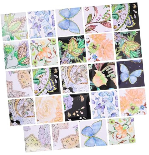 DOITOOL Dekorative Fliesenaufkleber Vintage-muster Mit Schmetterlings- Und Blumenmotiv Selbstklebende Wandfliesen Einfach Anzubringen 24 Stück