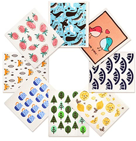 Wincredulous Swedish Dish Cloth, 8pcs Multiple Sponge Cloth Swedish Dishcloth, Washable and Reusable ECO Friendly Swedish Kitchen Cloth, ​for Kitchen, Windows, Bar Counter