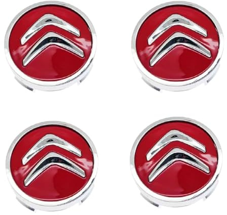 CHANGNIANFA 4 Stück Auto Radnabendeckel für Citroen C1 5-türig (2.Generation ab Bj. 2014) -, Radnabenkappen aus Hochwertiges ABS Rad Center Cap Ersatzteile Auto Zubehör (60mm),red