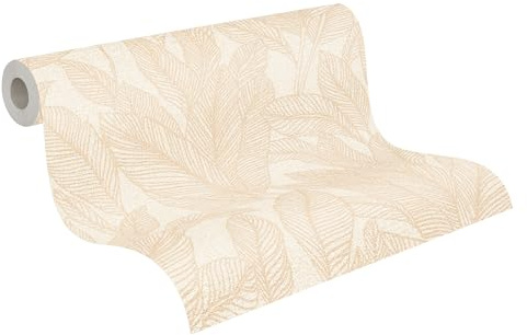 Livingwalls CosmoLiving Non-Woven Wallpaper with Leaf Design in Beige, Cream, Brown, Green – 10,05 x 0,53 m Designer Wallpaper by Cosmopolitan – 790642
