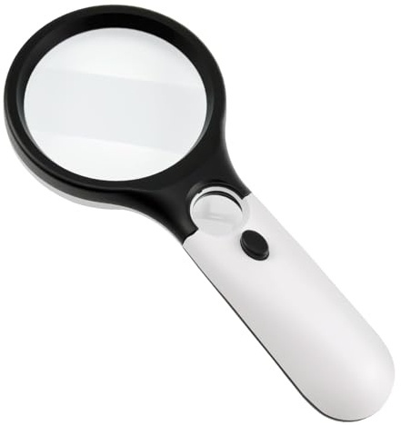 45x HD Handheld Lupe mit Licht, Leselupe mit Licht für Senioren Groß, Handlupe mit Licht 3 LED, Vergrößerungsglas mit Licht, Lupe mit Licht 100 Fach Vergrößerung, Handlupe mit Klarheit für Kinder