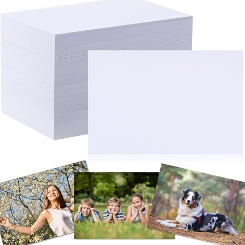 800 Blatt Doppelseitig Glänzendes Fotopapier, 15 x 10 cm, 200 gsm Inkjet Fotodruckerpapier A6 Hochglanz Fotopapier für Drucken Karten Basteln Kunst, Weiß