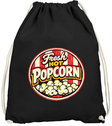 MoonWorks® Turnbeutel - Fresh Hot Popcorn - Fasching Karneval Gadgets Spruch lustig Faschingsartikel Accessoires Tasche Gymbag Schwarz unisize