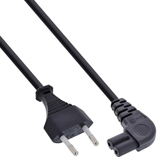 InLine 16655X Netzkabel, Netzstecker auf Euro 8 C7 Stecker, gewinkelt, 5m