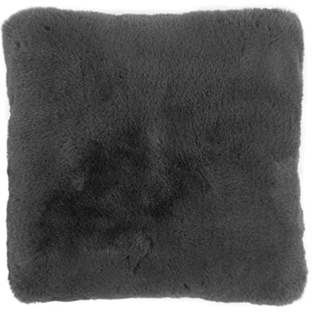 -LUXOR- living Kissen Coste Kunstfell Dekokissen in Schaffelloptik - Flauschiges Kuschelkissen Sofakissen für Deko Wohnzimmer 40 x 40 cm anthrazit 1 Stück