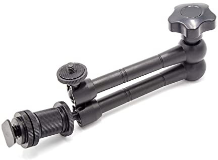 vhbw 11 Zoll Magic Arm für Kamera, Videoleuchte, Blitzlicht, Monitor - Verstellbarer Gelenkarm mit 1/4 Schraube & Blitzschuhadapter, Schwarz