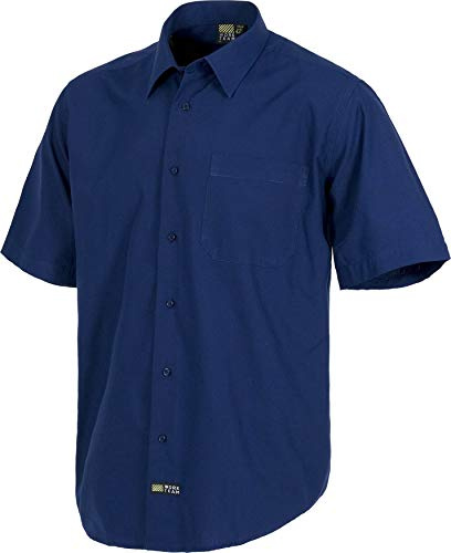 WORKTEAM Camisa de Manga Corta con Cuello Clásico, Botones y Bolsillo de Pecho, Tejido Ligero. Hombre Marino 50