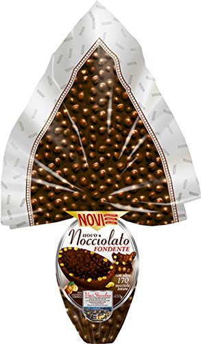 Uovo Pasqua FONDENTE NOVI da GR 450 - cioccolato FONDENTE con nocciole intere 38% di nocciole