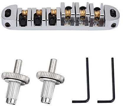 Gitarre Roller Brücke mit Nieten, Musikinstrumente Ersatzteil für LP Style 6-Saiter E-Gitarre(Silber)
