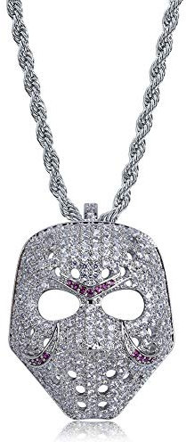 KMASAL Retro-Baseball-Masken-Anhänger, Iced Out Bling CZ Diamantkette, individuelle Hip-Hop-Halskette, Metall, Zirkonia