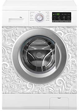 Vinilo para Lavadora Estampado Blanco | Varias Medidas 70 x 70 cm | Adhesivo Resistente y de Fácil Aplicación | Pegatina Adhesiva Decorativa de Diseño Elegante