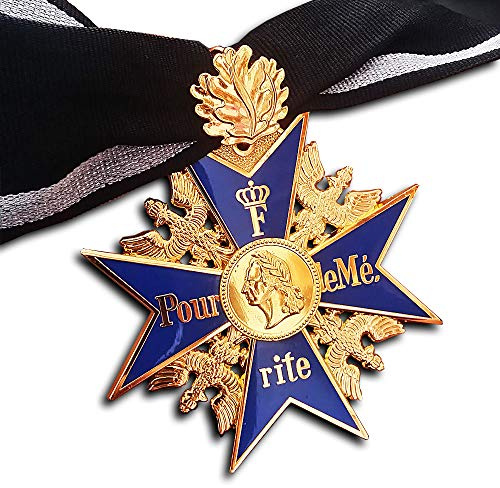 Replicamilitarymedals Grand Pour Le Merite Medaille mit Kreuz, 24 Karat vergoldet, Eichenblatt, Blau